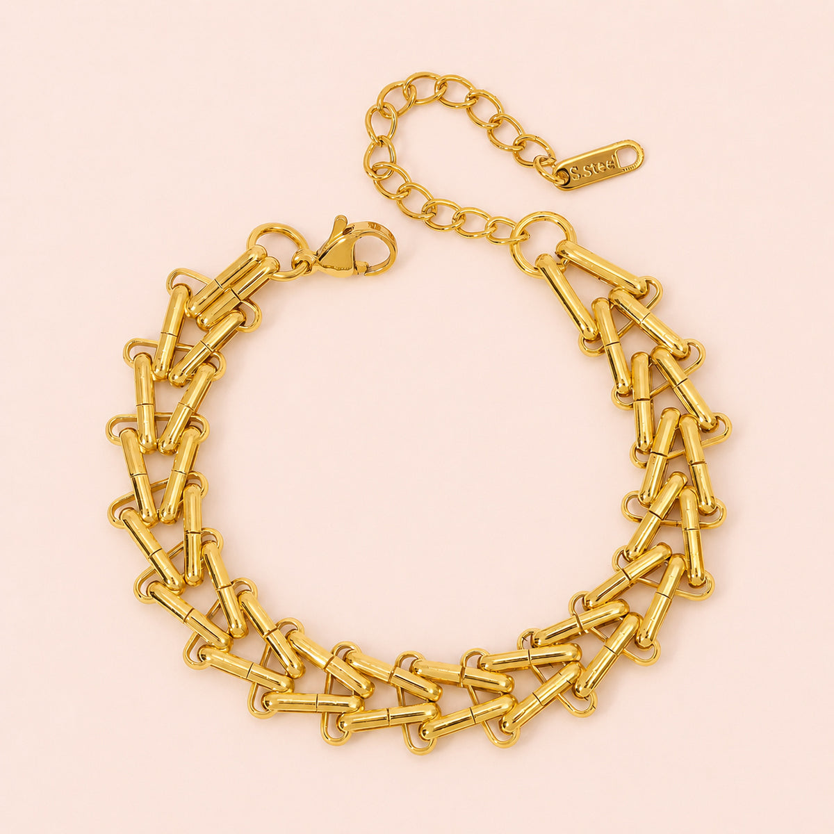Valentina Gold Layered Link Bracelet – Chunky Statement Chain