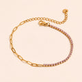 Pulsera de tenis de oro Rosé Link – Pulsera de cadena con cristales rosas