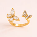 Sylvie Gold Adjustable Butterfly Ring – Crystal Open Wrap Ring