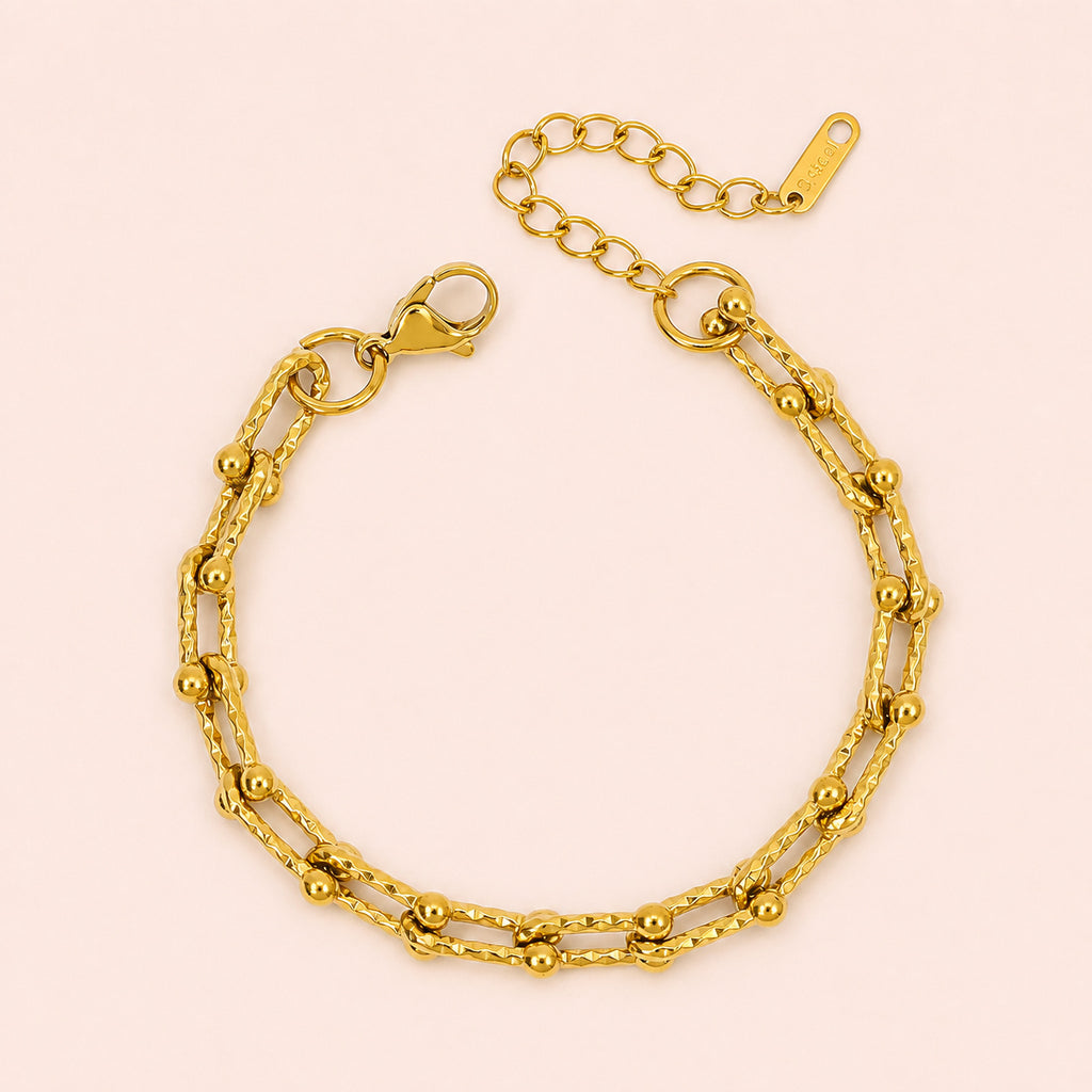 Aurelia Gold Double-Link Bracelet – Layered Statement Chain Bracelet