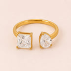 Gemma Gold Two-Stone Crystal Ring – Open Adjustable Ring