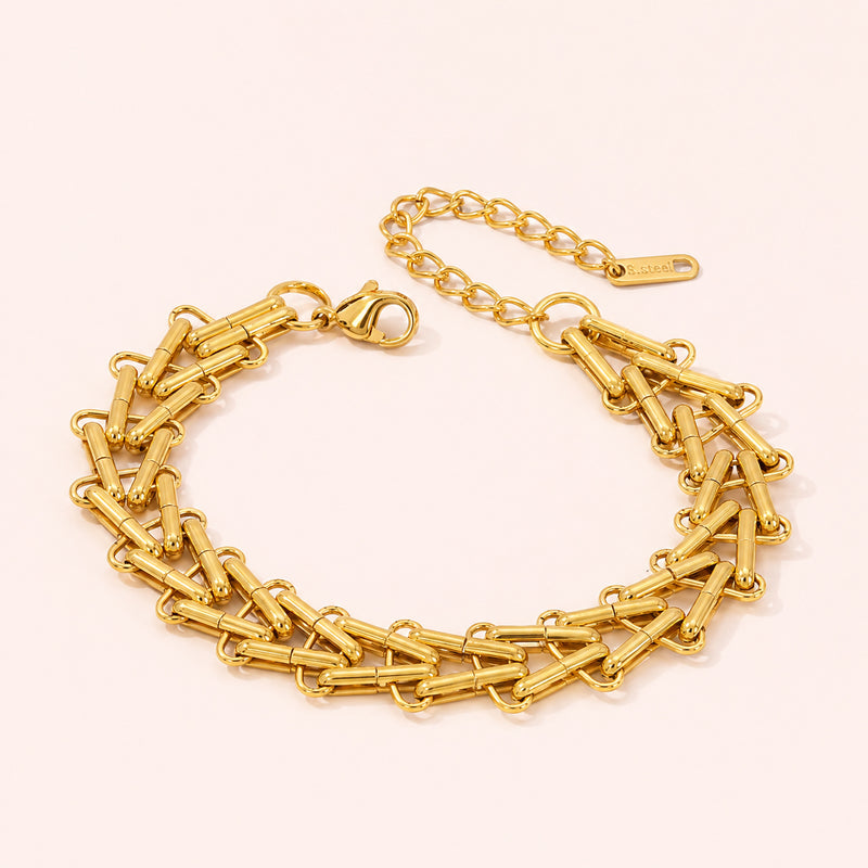 Valentina Gold Layered Link Bracelet – Chunky Statement Chain