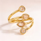 Nerissa Gold Adjustable Crystal Wrap Ring – Teardrop Multi-Stone