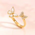 Sylvie Gold Adjustable Butterfly Ring – Crystal Open Wrap Ring