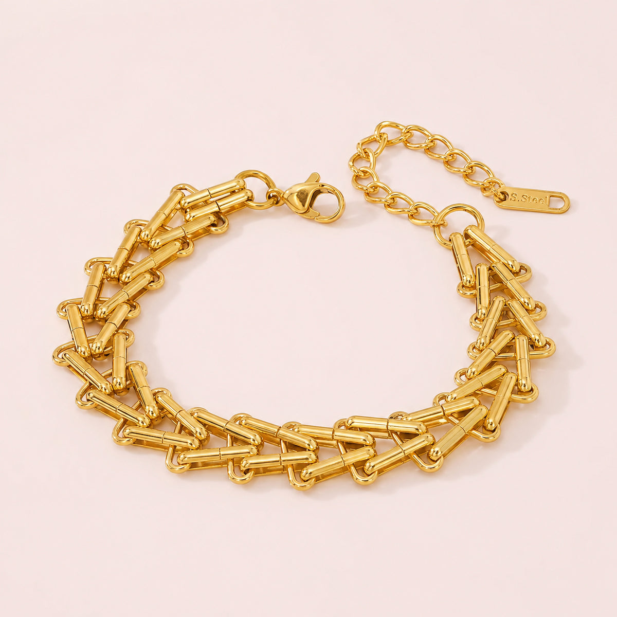 Valentina Gold Layered Link Bracelet – Chunky Statement Chain