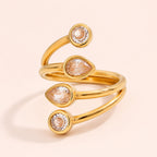 Nerissa Gold Adjustable Crystal Wrap Ring – Teardrop Multi-Stone