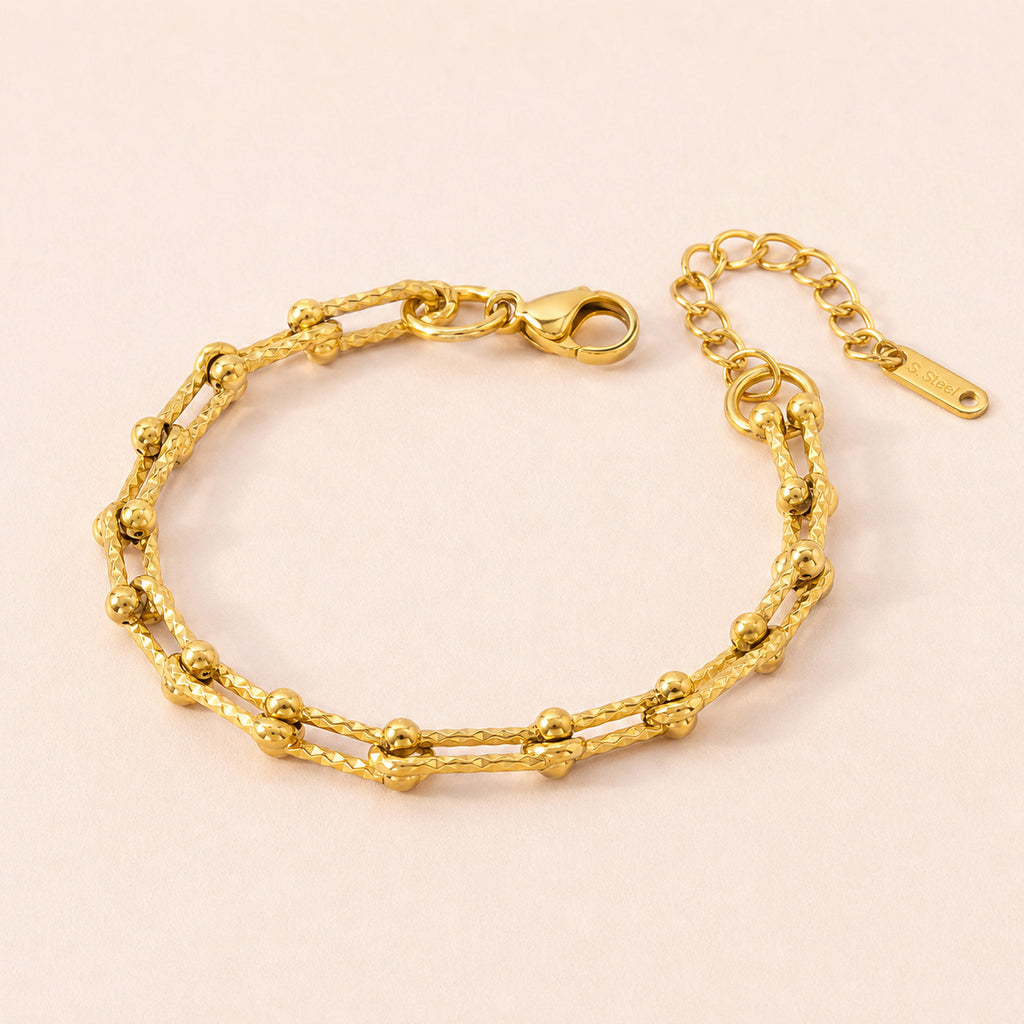 Aurelia Gold Double-Link Bracelet – Layered Statement Chain Bracelet