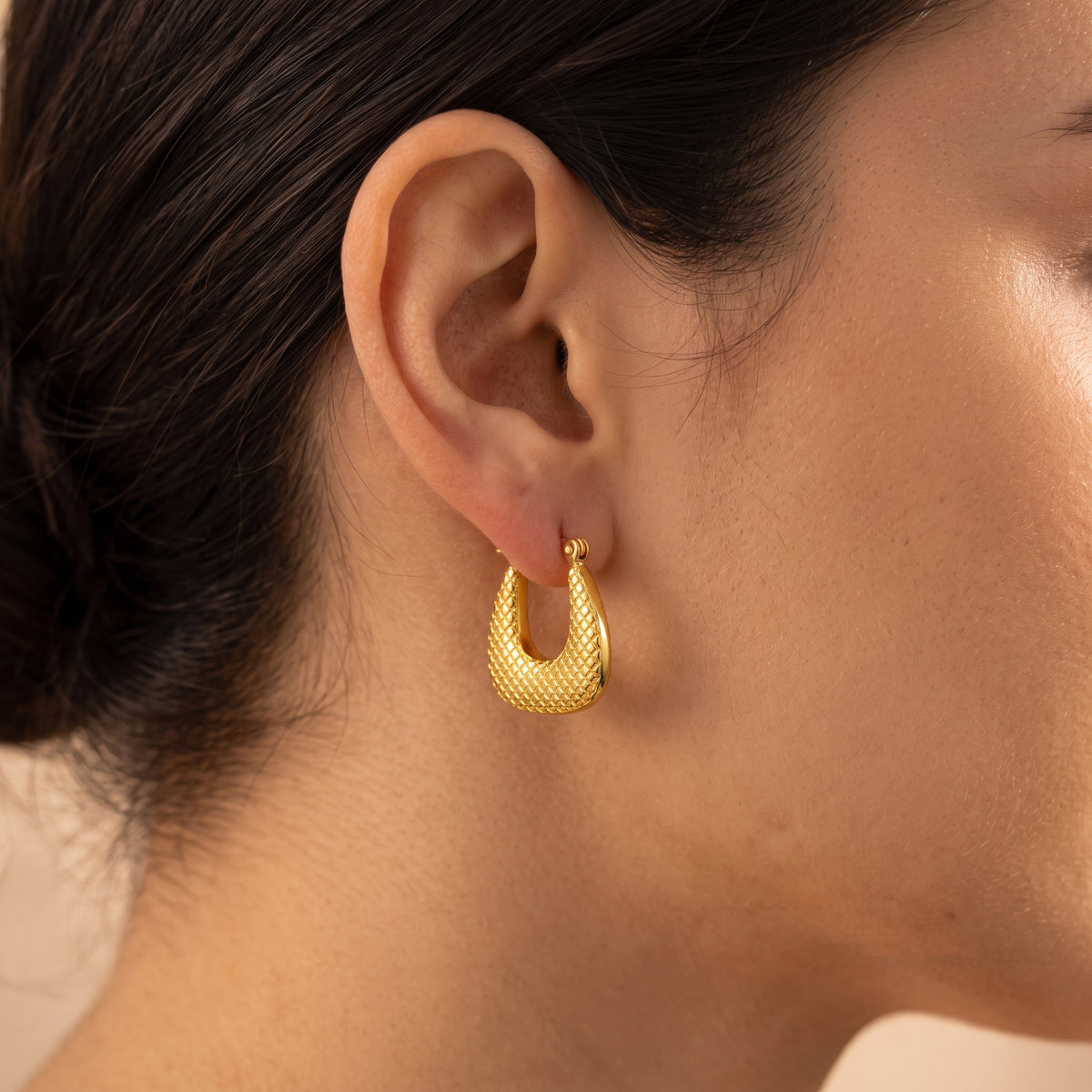 Verona Gold Geometric Hoop Earrings - Chunky 316L Stainless Steel Hoops