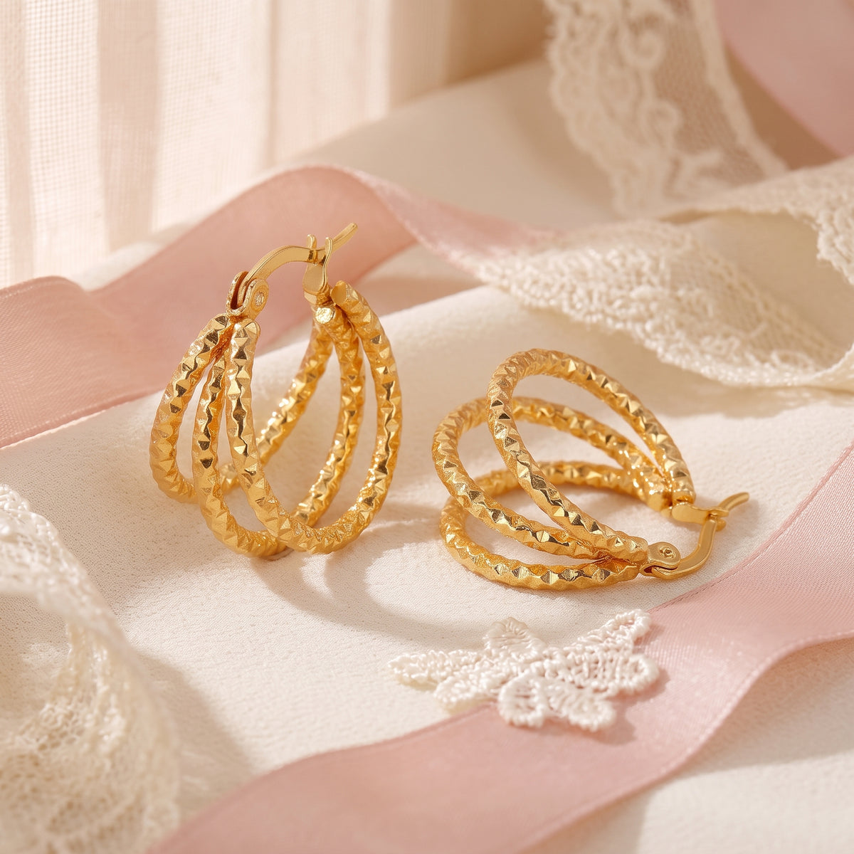 Celeste Gold Crystal Drop Earrings - Sparkling 316L Stainless Steel Earrings