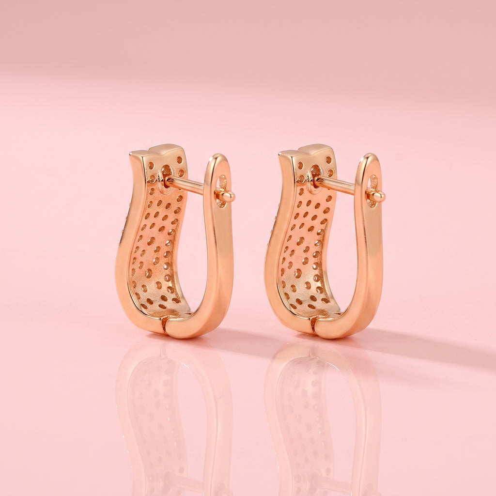 Pendientes de aro texturizados Siena Gold Slim - Aros de acero inoxidable 316L con pavé
