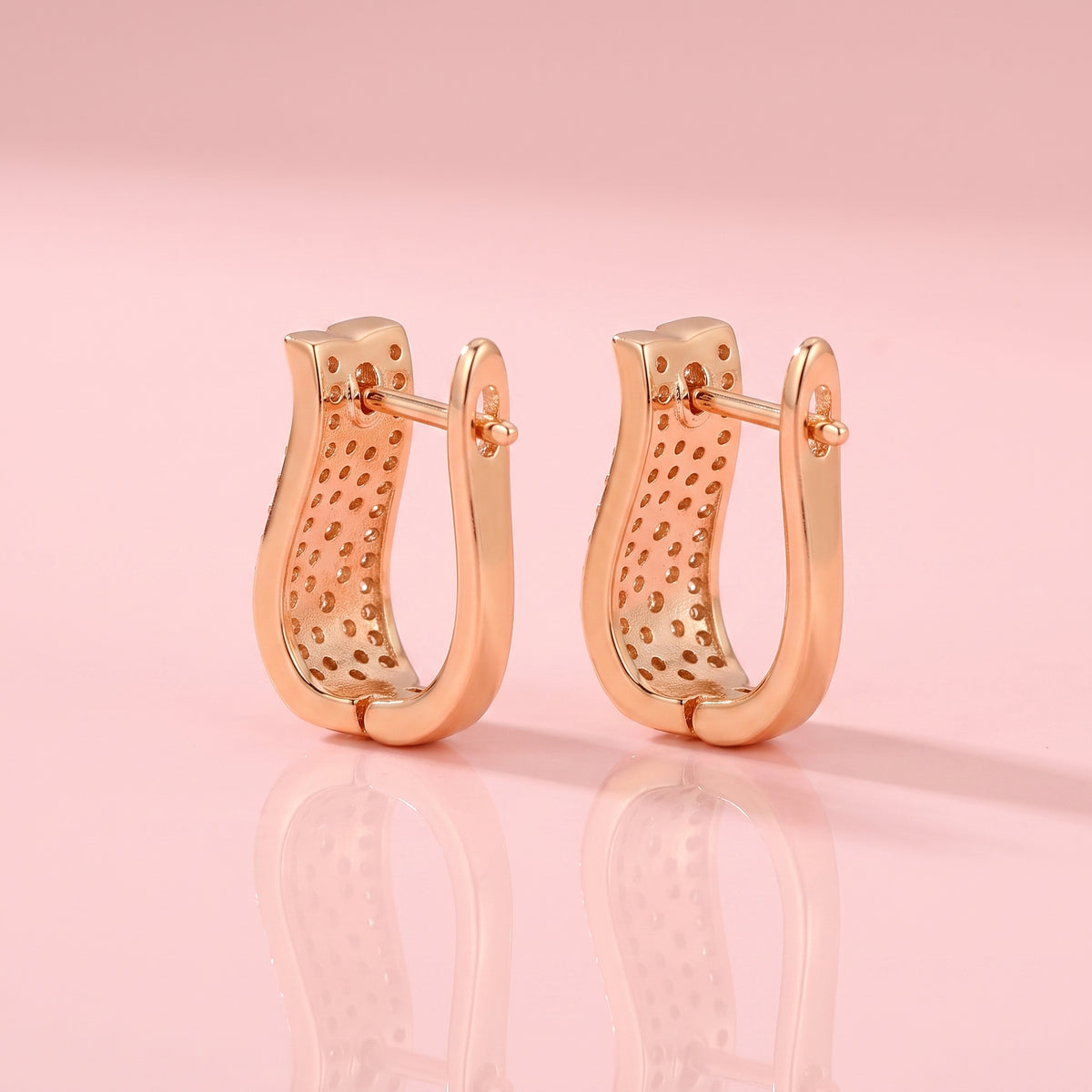 Siena Gold Slim Textured Hoop Earrings - Pavé 316L Stainless Steel Hoops