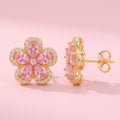 Fleur Gold Crystal Flower Stud Earrings - 316L Stainless Steel Floral Earrings