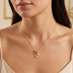 Fleur Gold Crystal Flower Necklace - 316L Stainless Steel Floral Pendant Necklace