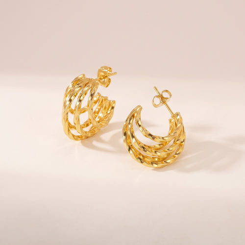 Celeste Gold Crystal Drop Earrings - Sparkling 316L Stainless Steel Earrings