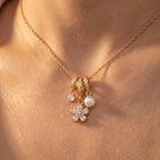 Fleur Gold Crystal Flower Necklace - 316L Stainless Steel Floral Pendant Necklace