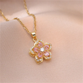 Collar con racimo de flores Fleur Gold - Collar con colgante floral de acero inoxidable 316L