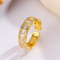 Anillo de eternidad Celestia de cristal dorado - Anillo de banda de acero inoxidable 316L