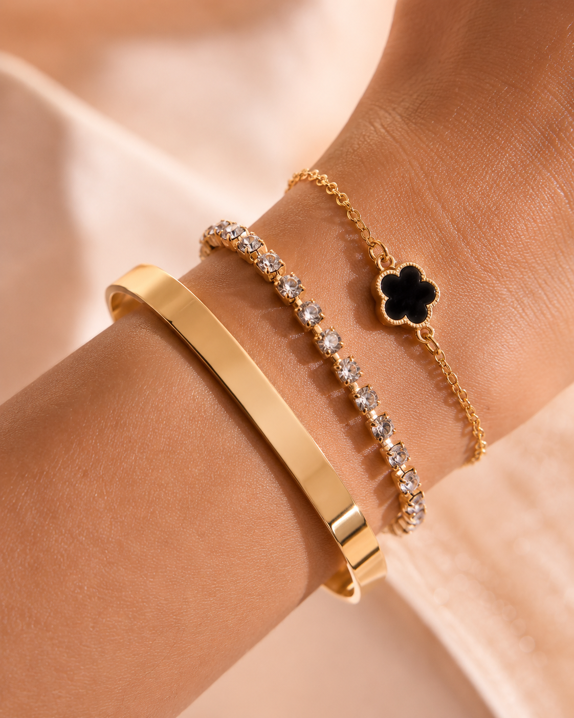 Valentina Gold Layered Link Bracelet - Chunky 316L Stainless Steel Chain Bracelet
