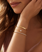 Pulsera de tenis de cristal en oro rosa - Pulsera delgada de acero inoxidable 316L resistente al agua