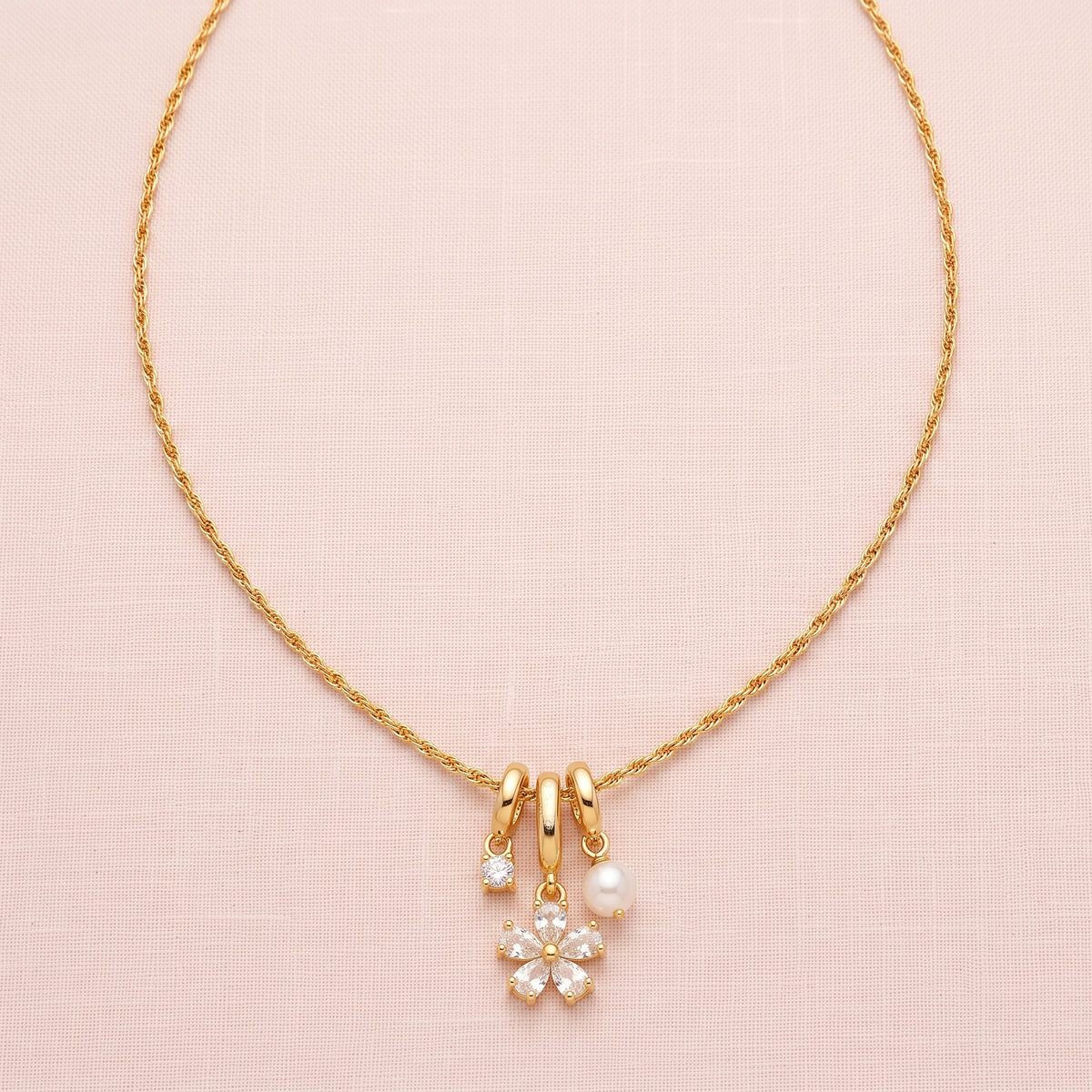 Fleur Gold Crystal Flower Necklace - 316L Stainless Steel Floral Pendant Necklace