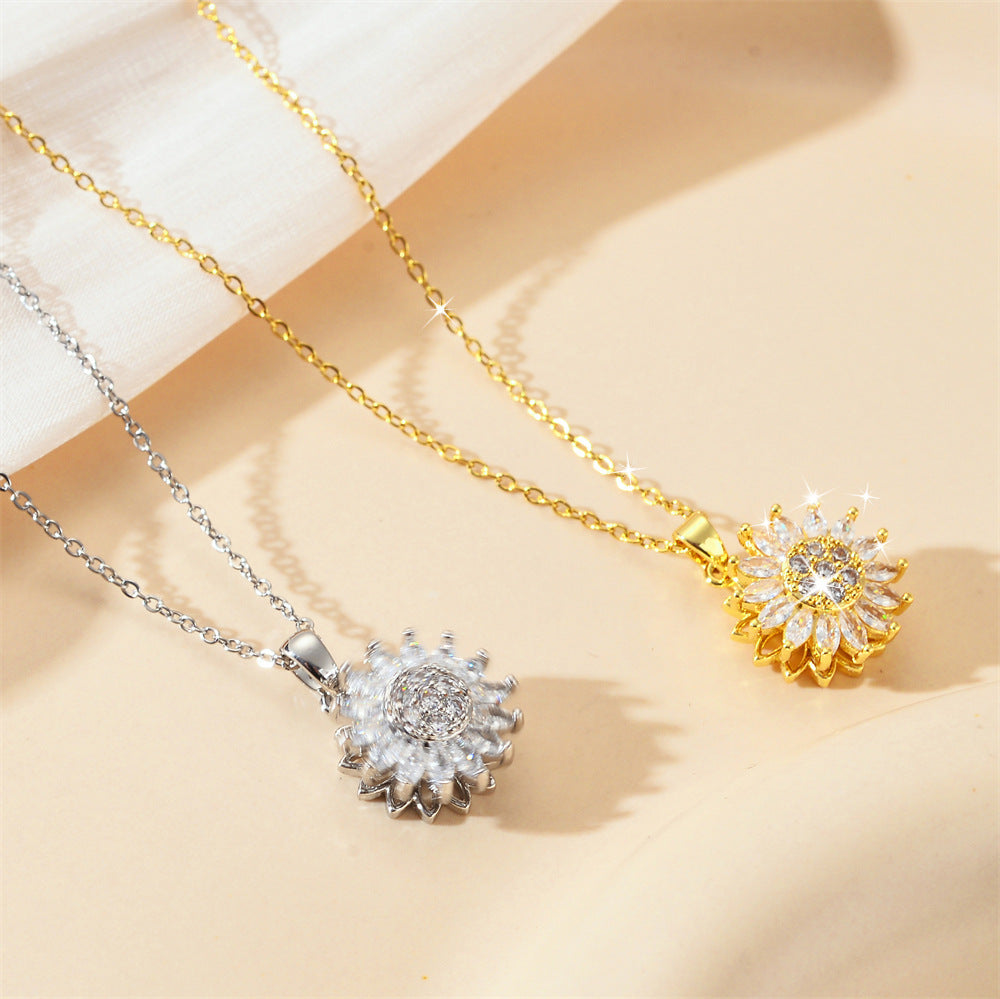 Solara Silver Crystal Medallion Necklace - 316L Stainless Steel Pendant Necklace
