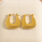 Pendientes de aro geométricos Verona Gold - Aros gruesos de acero inoxidable 316L