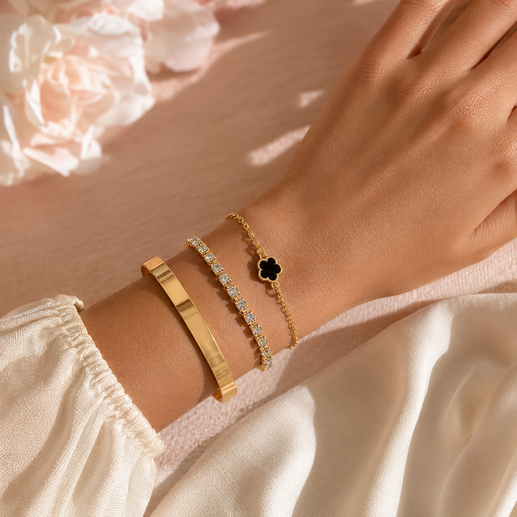 Pulsera de eslabones en capas Valentina: pulsera de cadena gruesa de acero inoxidable 316L