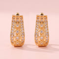 Pendientes de aro texturizados Siena Gold Slim - Aros de acero inoxidable 316L con pavé