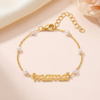 Pulsera Mama Pearl Gold - Pulsera de maternidad en acero inoxidable 316L