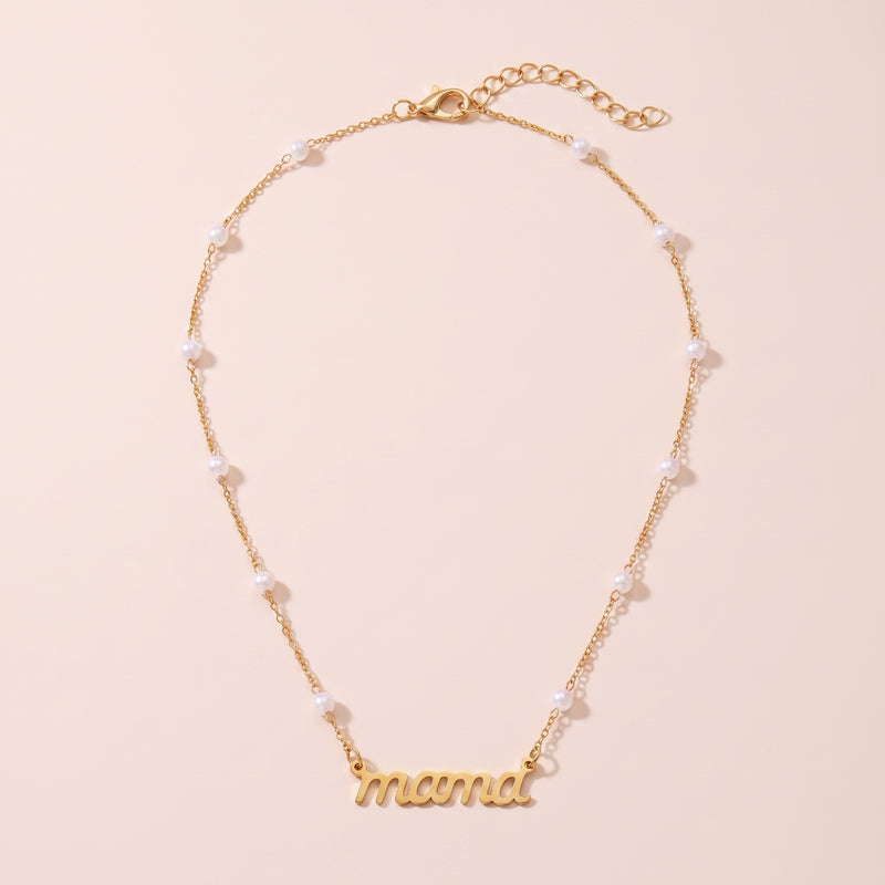 Mama Gold Script Necklace - 316L Stainless Steel Mom Pendant Necklace