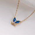 Collar de mariposa de cristal azul Mariposa - Collar con colgante de acero inoxidable 316L