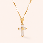 Seraphine Gold Crystal Cross Necklace – Elegant Cross Pendant