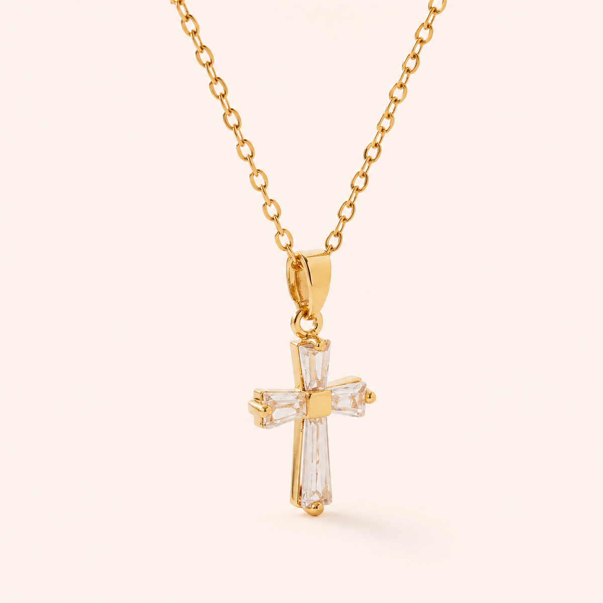 Seraphine Gold Crystal Cross Necklace – Elegant Cross Pendant