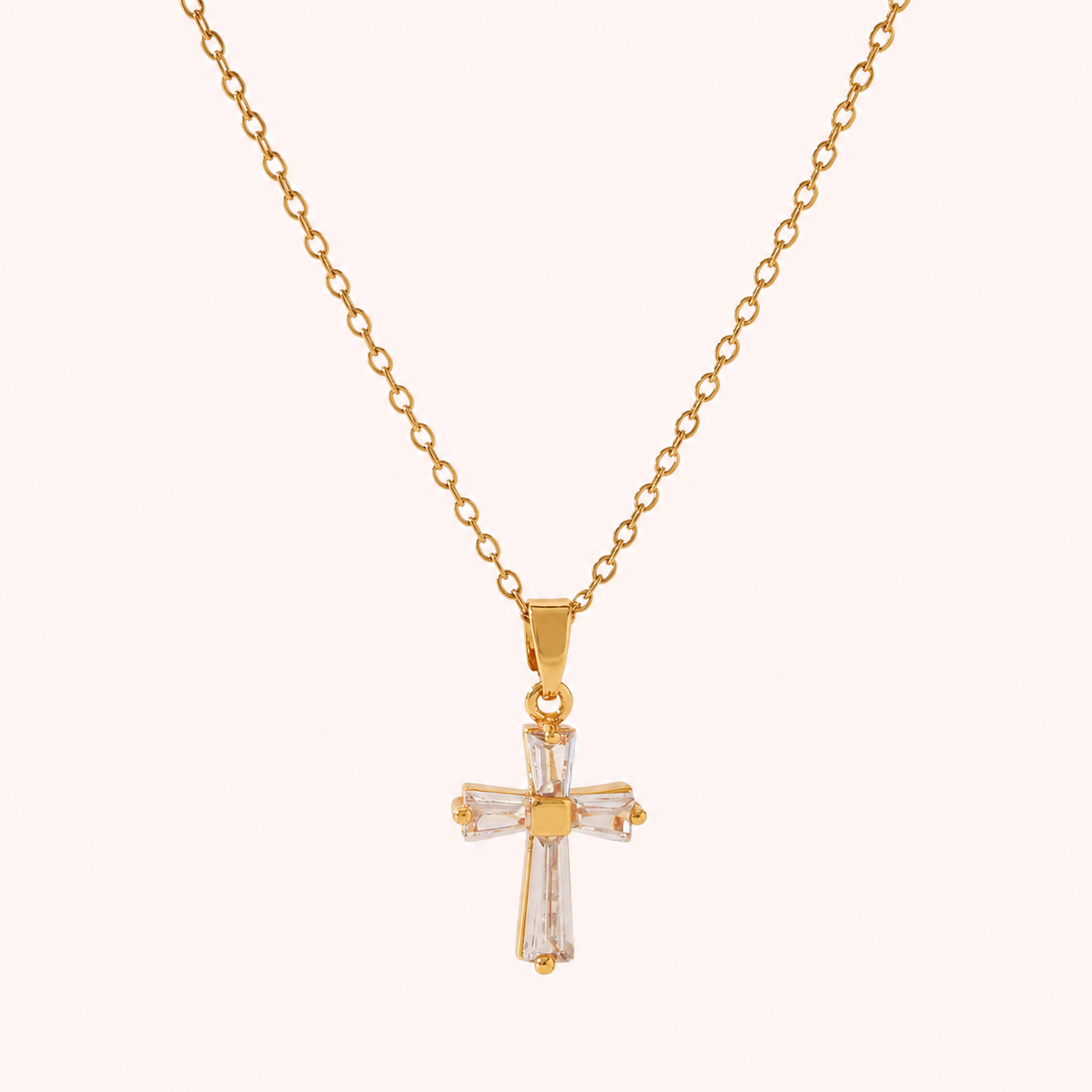 Seraphine Gold Crystal Cross Necklace – Elegant Cross Pendant