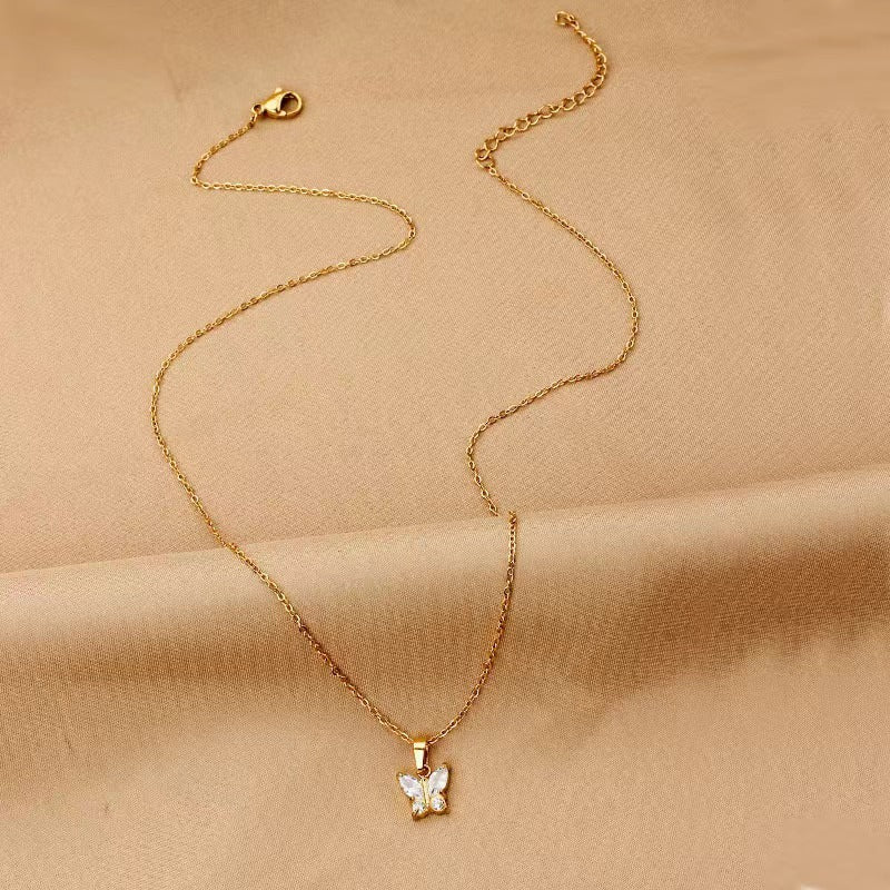Collar de mariposa Mariposa Gold - Colgante de mariposa de acero inoxidable 316L