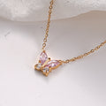 Mariposa Pink Crystal Butterfly Necklace - 316L Stainless Steel Pendant Necklace