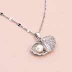 Pearl of the Sea Shell Necklace – Crystal Pearl Pendant
