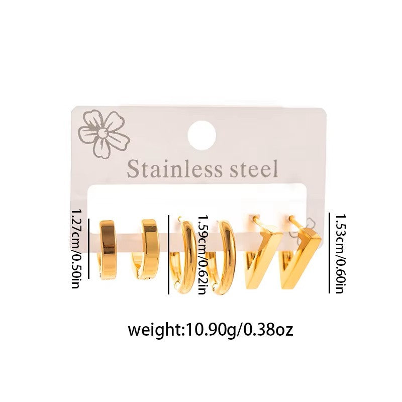 Luna Gold Mini Hoop Earring Set - 316L Stainless Steel Everyday Earrings
