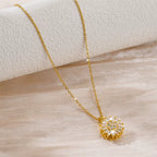 Aurelia Gold Halo Pendant Necklace - Crystal 316L Stainless Steel Necklace