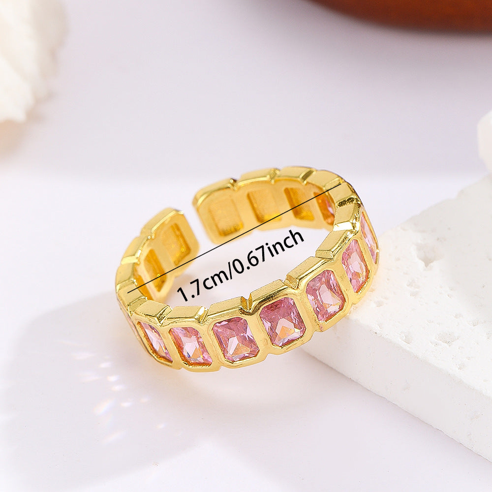 Prism Gold Rainbow Crystal Ring - Adjustable 316L Stainless Steel Statement Ring